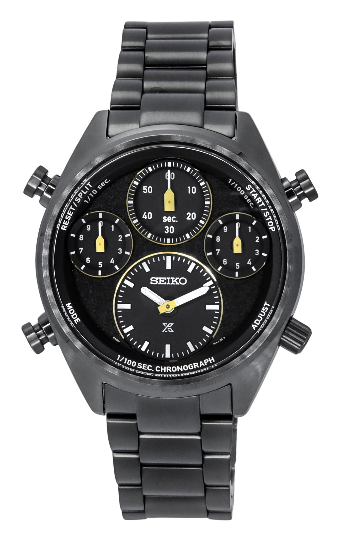 Seiko Prospex Speedtimer Limited Edition Chronograph. A brand-new Seiko Prospex watch featuring a Black dial and a Stainless steel strap. Front view.
