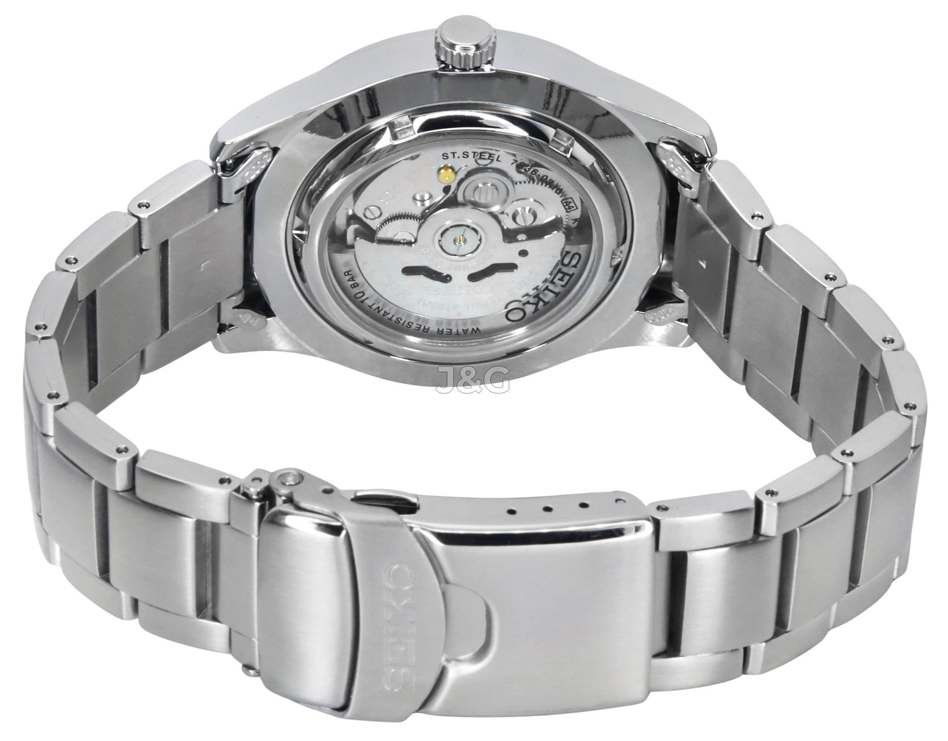 Seiko 5 Sports Automatic movement Black Stainless steel Male SNZG13K1. A brand-new Seiko 5 Sports watch featuring a Black dial and a Stainless steel strap. Front view. - view 4