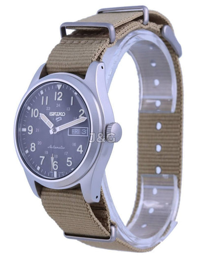 Seiko 5 Sports Field Automatic movement Black Nylon Male SRPG35K1. A brand-new Seiko 5 Sports watch featuring a Black dial and a Nylon strap. Angled view. - view 3