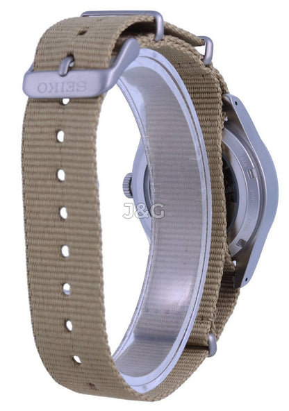 Seiko 5 Sports Field Automatic movement Black Nylon Male SRPG35K1. A brand-new Seiko 5 Sports watch featuring a Black dial and a Nylon strap. Angled view. - view 4