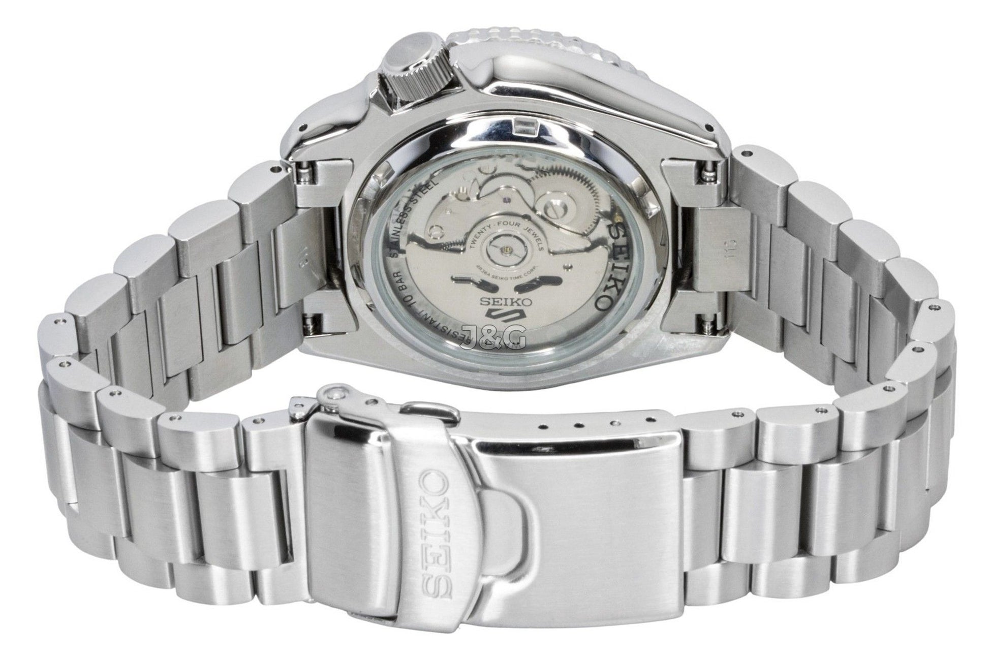 Seiko 5 Sports SKX Automatic movement Black Stainless steel Male SRPL85K1. A brand-new Seiko 5 Sports watch featuring a Black dial and a Stainless steel strap. Side view. - view 4