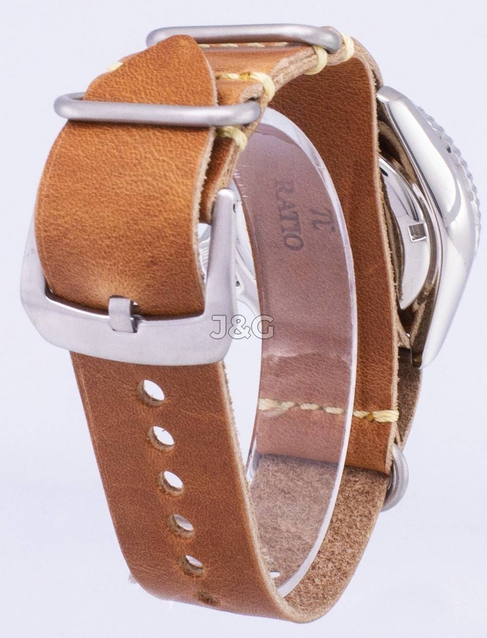 Seiko Automatic movement Blue Leather Male SKX009J1-var-LS18. A brand-new Seiko watch featuring a Blue dial and a Leather strap. Side view. - view 4