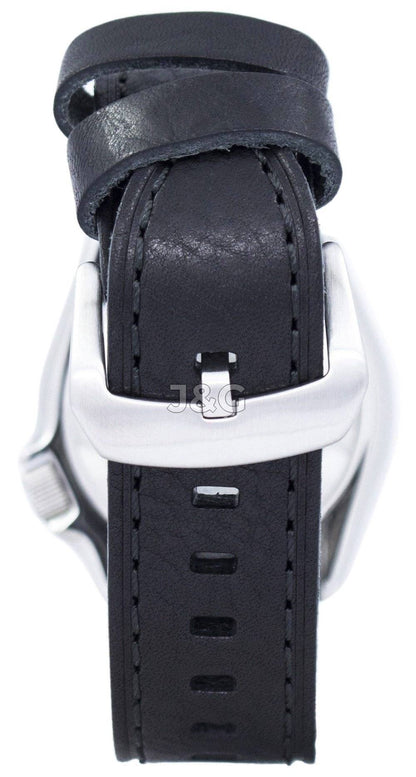 Seiko Automatic movement Blue Leather Male SKX009J1-var-LS8. A brand-new Seiko watch featuring a Blue dial and a Leather strap. Angled view. - view 4