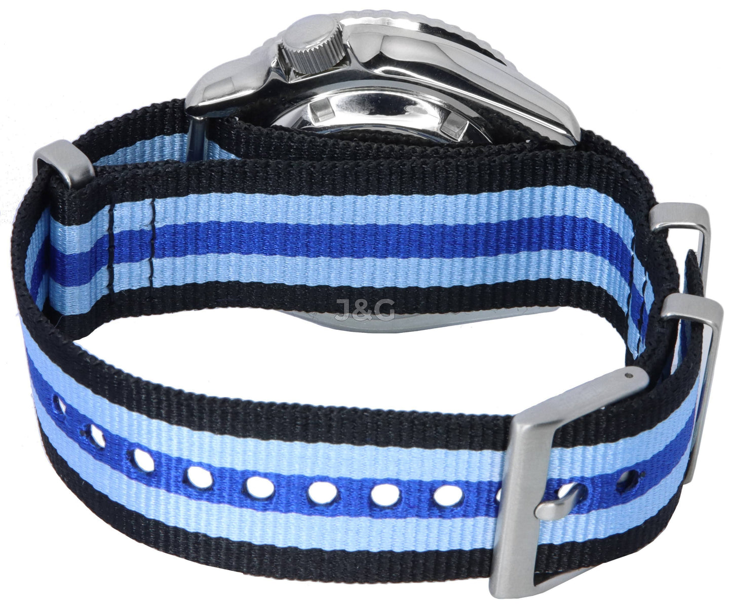 Seiko Automatic movement Blue Male SKX009J1-var-NATO20. A brand-new Seiko watch featuring a Blue dial. Side view. - view 4