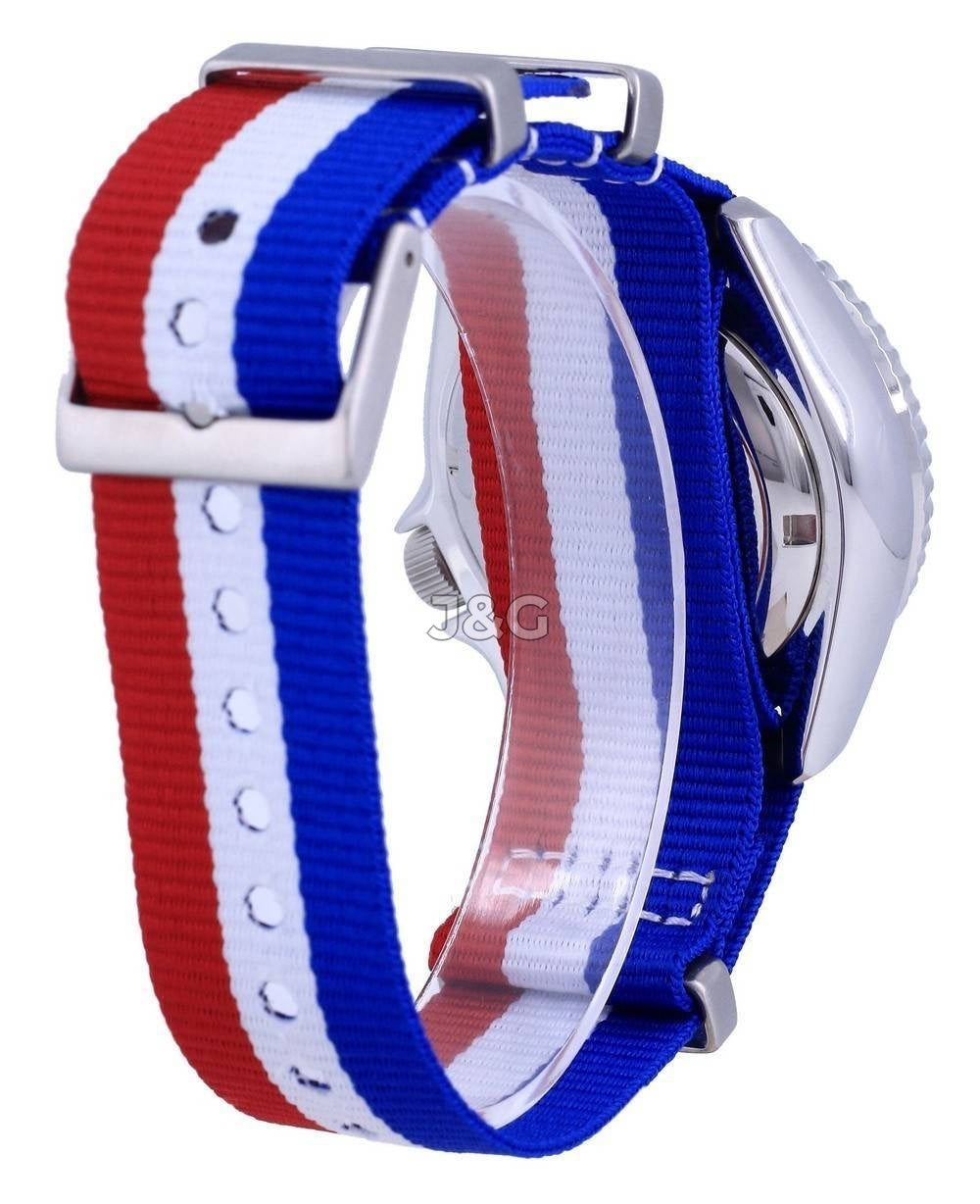 Seiko Automatic movement Blue Male SKX009J1-var-NATO25. A brand-new Seiko watch featuring a Blue dial. Angled view. - view 4