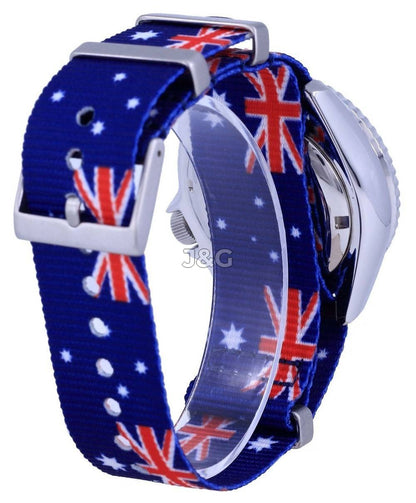 Seiko Automatic movement Blue Male SKX009J1-var-NATO30. A brand-new Seiko watch featuring a Blue dial. Angled view. - view 4