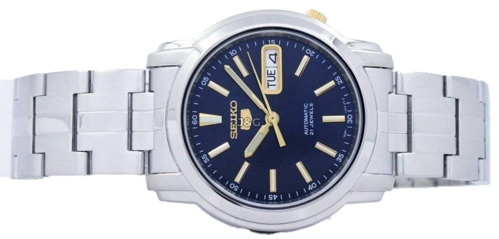 Seiko Automatic movement Blue Stainless steel Male SNKL79K1. A brand-new Seiko watch featuring a Blue dial and a Stainless steel strap. Angled view. - view 5