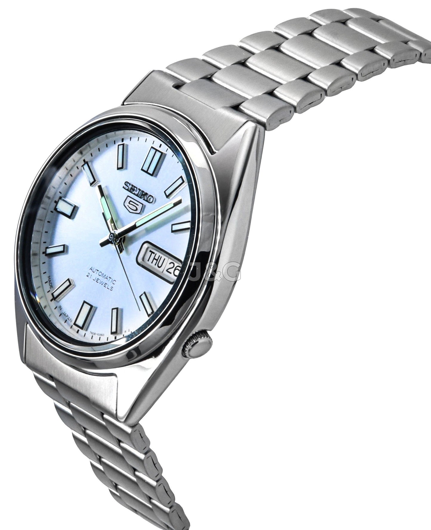 Seiko Automatic movement Blue Stainless steel Male SNXS73J1. A brand-new Seiko watch featuring a Blue dial and a Stainless steel strap. Side view. - view 3