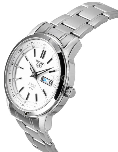 Seiko Automatic movement Silver Stainless steel Male SNKM83J1. A brand-new Seiko watch featuring a Silver dial and a Stainless steel strap. Side view. - view 3