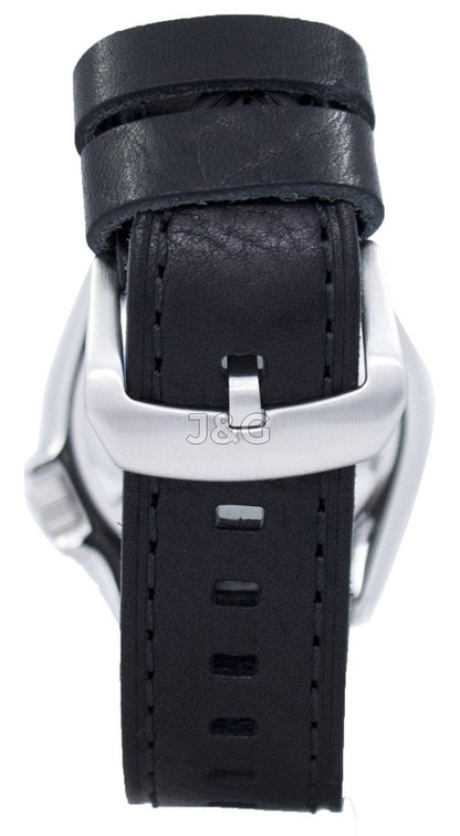 Seiko Automatic movement White Leather Male SKX009K1-var-LS8. A brand-new Seiko watch featuring a White dial and a Leather strap. Side view. - view 4