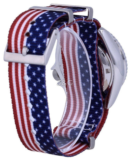 Seiko Automatic movement White Male SKX009K1-var-NATO27. A brand-new Seiko watch featuring a White dial. Side view. - view 4