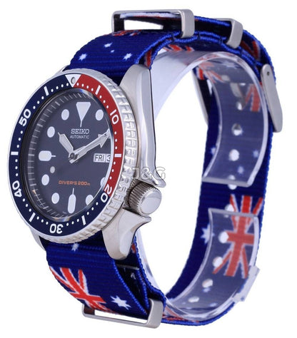 Seiko Automatic movement White Male SKX009K1-var-NATO30. A brand-new Seiko watch featuring a White dial. Side view. - view 3