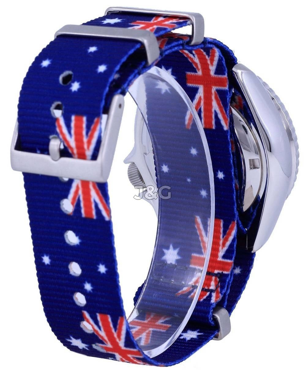 Seiko Automatic movement White Male SKX009K1-var-NATO30. A brand-new Seiko watch featuring a White dial. Side view. - view 4