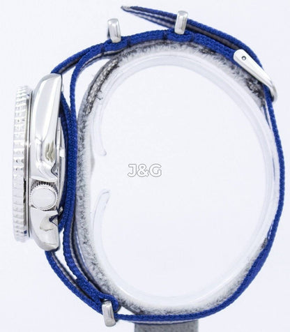 Seiko Automatic movement White Stainless steel Male SKX009J1-var-NATO2. A brand-new Seiko watch featuring a White dial and a Stainless steel strap. Angled view. - view 3