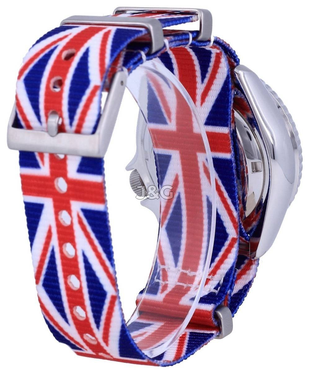 Seiko Automatic movement White Stainless steel Male SKX009K1-var-NATO28. A brand-new Seiko watch featuring a White dial and a Stainless steel strap. Front view. - view 4