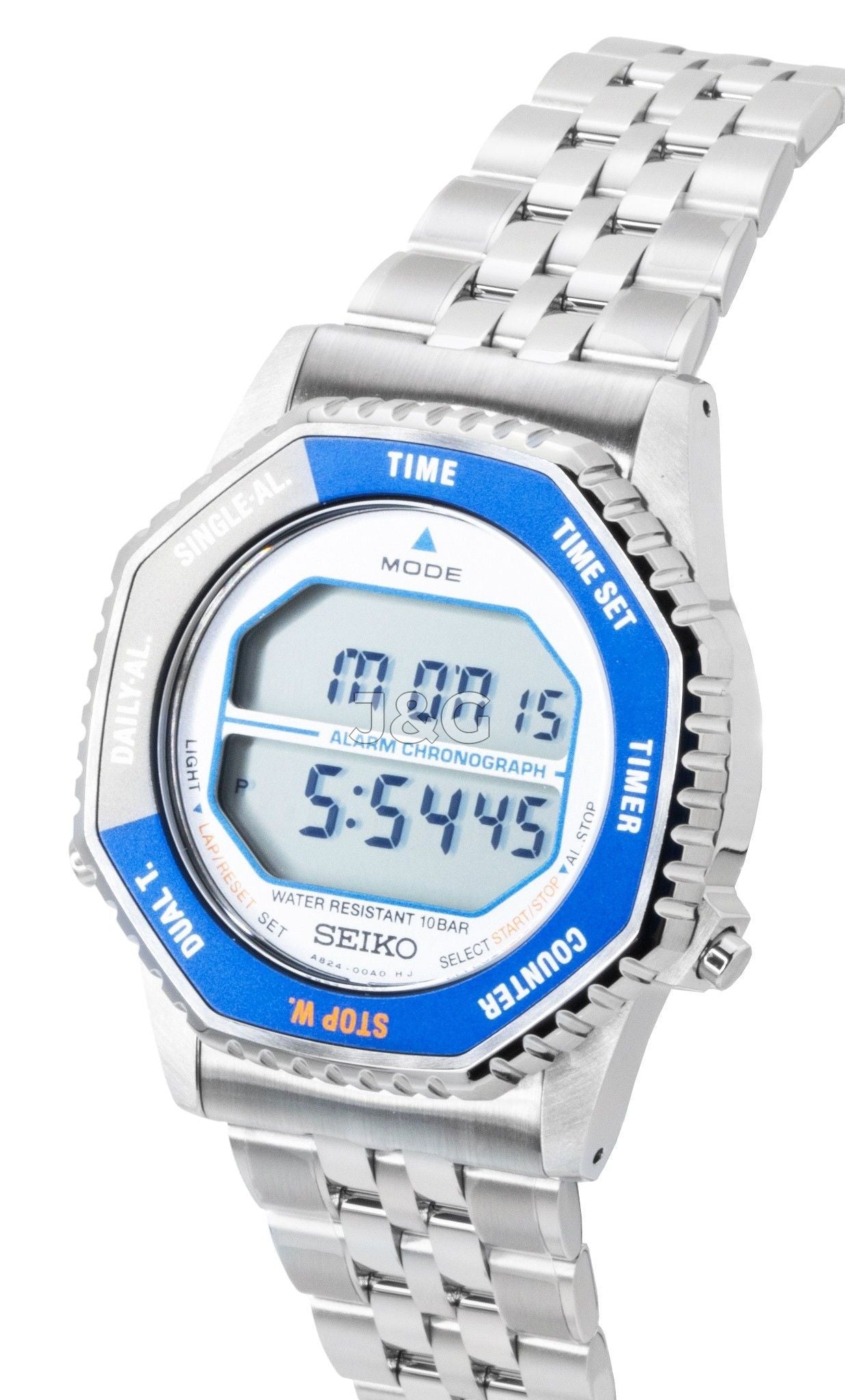 Seiko Quartz movement Black Stainless steel Male SMGG21P1. A brand-new Seiko watch featuring a Black dial and a Stainless steel strap. Side view. - view 2