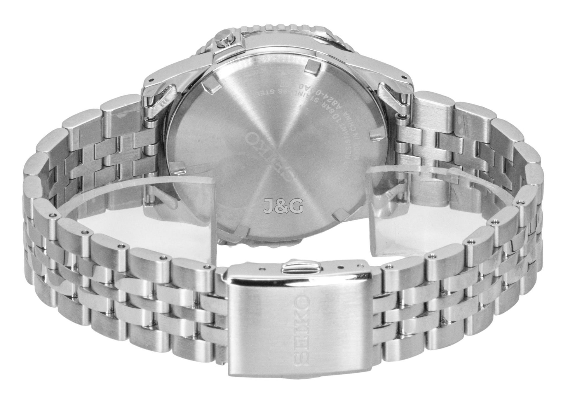 Seiko Quartz movement Black Stainless steel Male SMGG21P1. A brand-new Seiko watch featuring a Black dial and a Stainless steel strap. Side view. - view 3