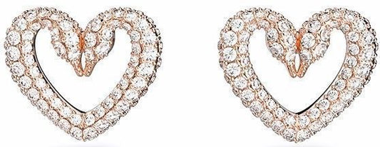 Swarovski Una Rose Gold Tone Swan Neck Heart Stud Earrings. A brand-new SWAROVSKI watch. Side view.