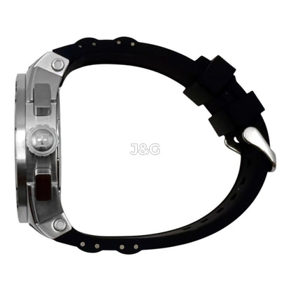 Swiss Alpine Military Aviator Quartz movement Silver Rubber Male 7033.9832.-.GW. A brand-new Swiss Alpine Military Aviator watch featuring a Silver dial and a Rubber strap. Front view. - view 2