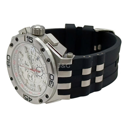 Swiss Alpine Military Aviator Quartz movement Silver Rubber Male 7033.9832.-.GW. A brand-new Swiss Alpine Military Aviator watch featuring a Silver dial and a Rubber strap. Front view. - view 3