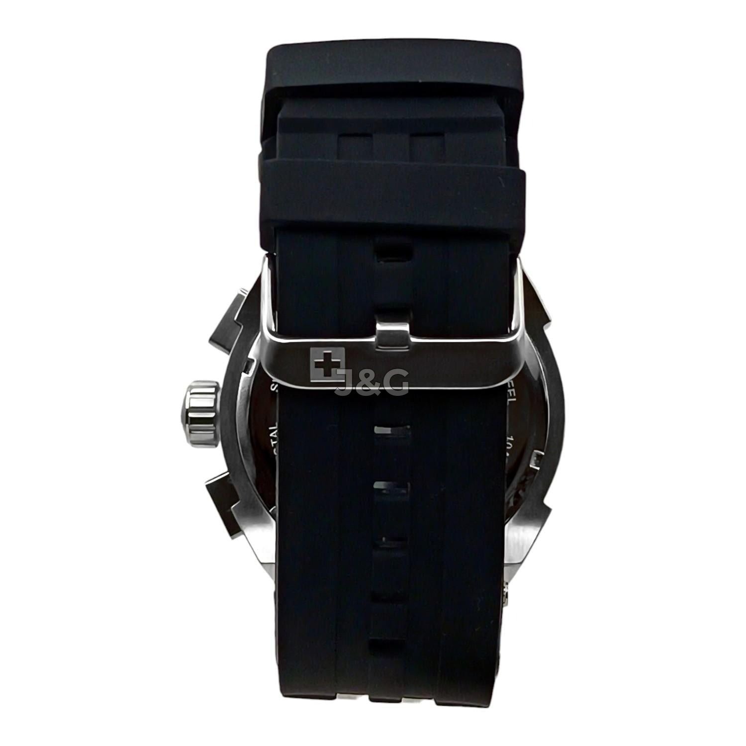 Swiss Alpine Military Aviator Quartz movement Silver Rubber Male 7033.9832.-.GW. A brand-new Swiss Alpine Military Aviator watch featuring a Silver dial and a Rubber strap. Front view. - view 5