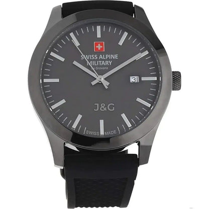 Swiss Alpine Military Combat Luminous hands Anthracite Rubber Male 7055.1898.-.GW. A brand-new Swiss Alpine Military Combat watch featuring a Anthracite dial and a Rubber strap. Angled view. - view 2