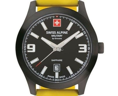 Swiss Alpine Military Combat Luminous hands Black Rubber Male 7056.1878.-.GW. A brand-new Swiss Alpine Military Combat watch featuring a Black dial and a Rubber strap. Front view. - view 2