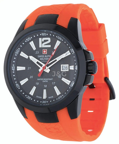 Swiss Alpine Military Combat Luminous hands Black Rubber Male 7058.1879.-.GW. A brand-new Swiss Alpine Military Combat watch featuring a Black dial and a Rubber strap. Front view. - view 2