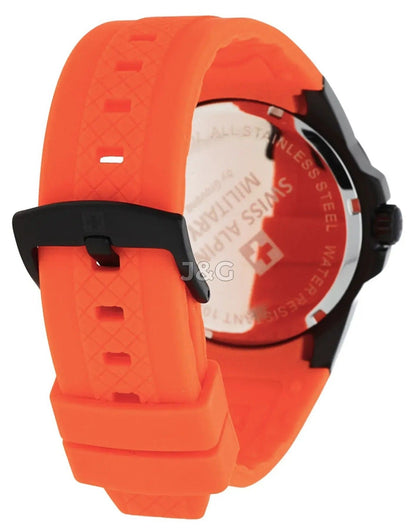 Swiss Alpine Military Combat Luminous hands Black Rubber Male 7058.1879.-.GW. A brand-new Swiss Alpine Military Combat watch featuring a Black dial and a Rubber strap. Front view. - view 3