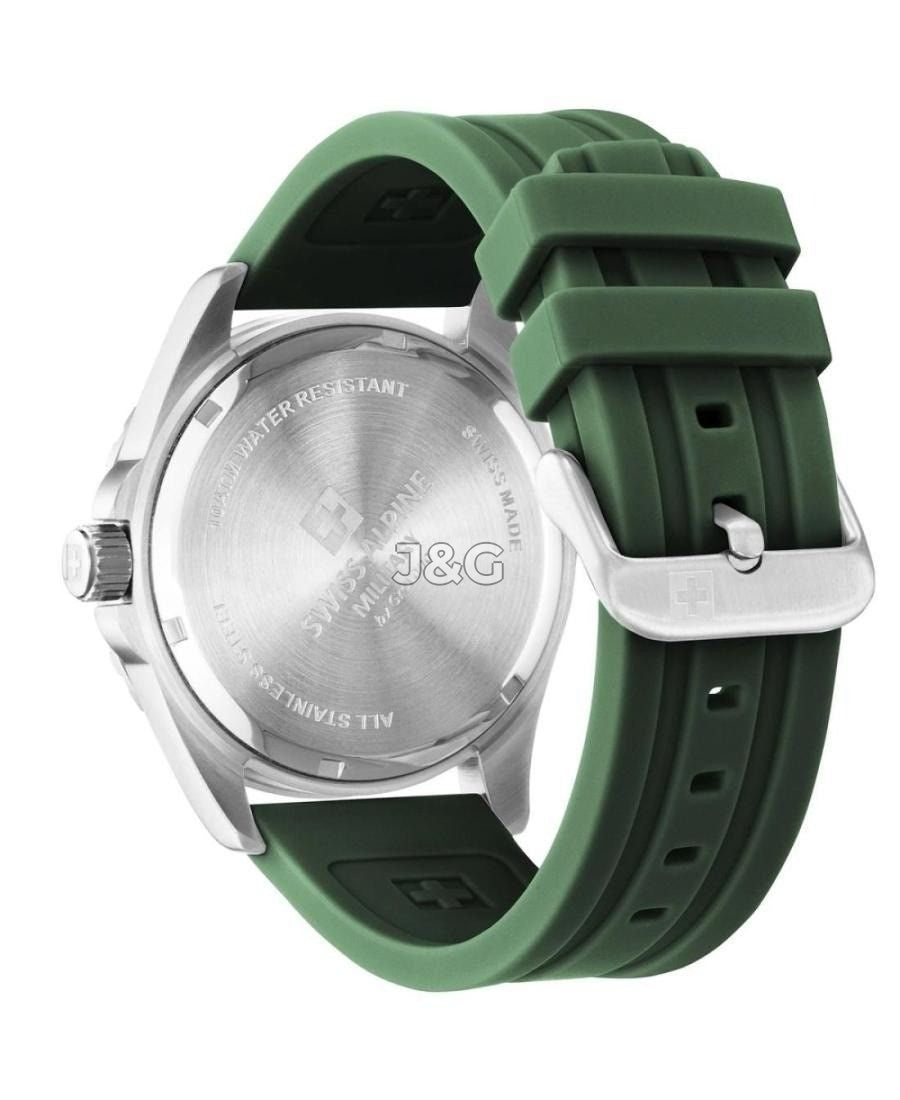 Swiss Alpine Military Combat Luminous hands Green Rubber Male 7056.1834.-.GW. A brand-new Swiss Alpine Military Combat watch featuring a Green dial and a Rubber strap. Front view. - view 3
