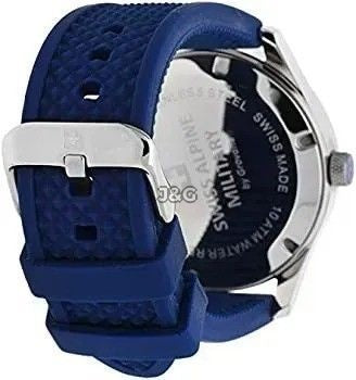 Swiss Alpine Military Combat Quartz movement Blue Rubber Male 7055.1835.-.GW. A brand-new Swiss Alpine Military Combat watch featuring a Blue dial and a Rubber strap. Front view. - view 3
