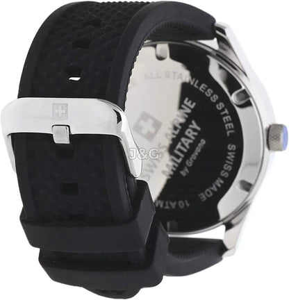 Swiss Alpine Military Combat Quartz movement White Rubber Male 7055.1833.-.GW. A brand-new Swiss Alpine Military Combat watch featuring a White dial and a Rubber strap. Side view. - view 3