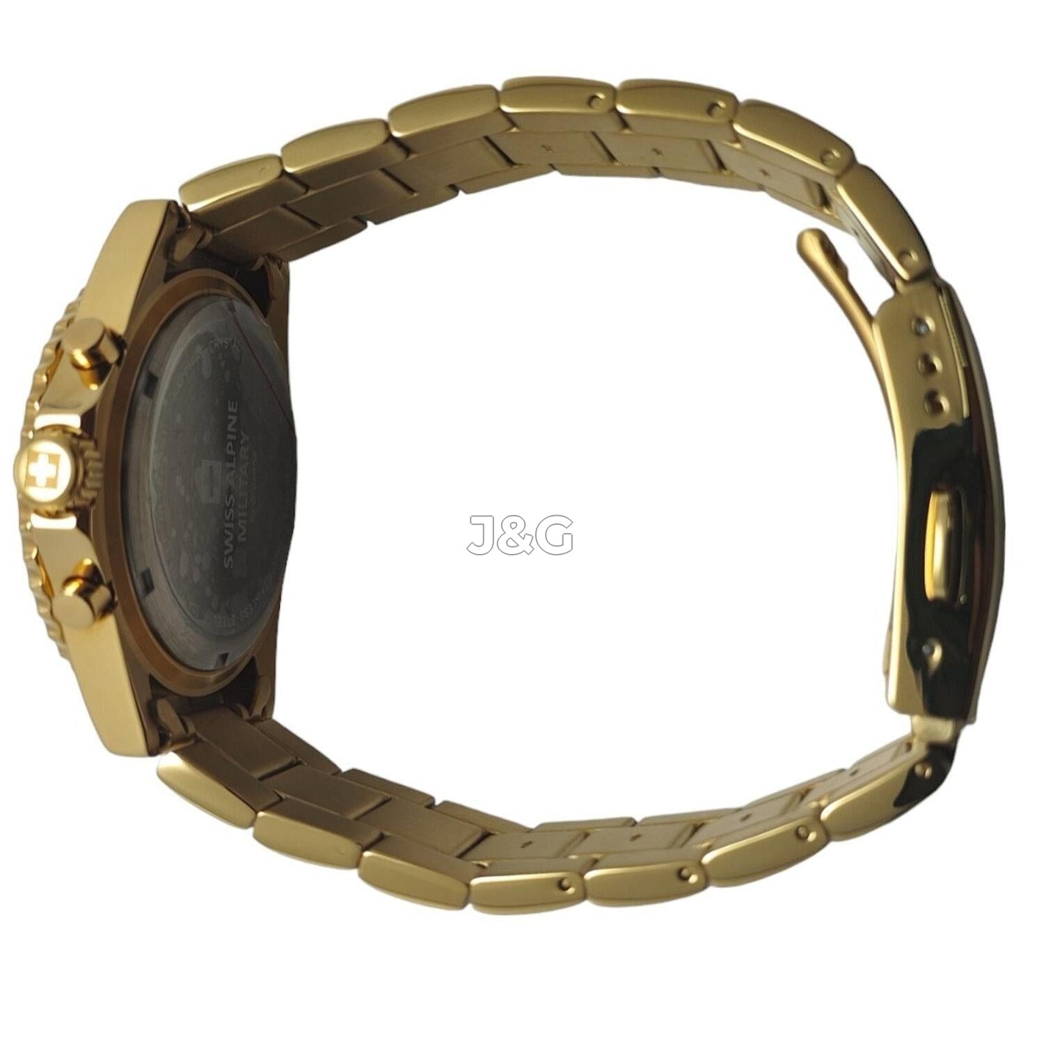 Swiss Alpine Military Master Diver Quartz movement Black Stainless steel Male 7053.9117.-.GW. A brand-new Swiss Alpine Military Master Diver watch featuring a Black dial and a Stainless steel strap. Side view. - view 2