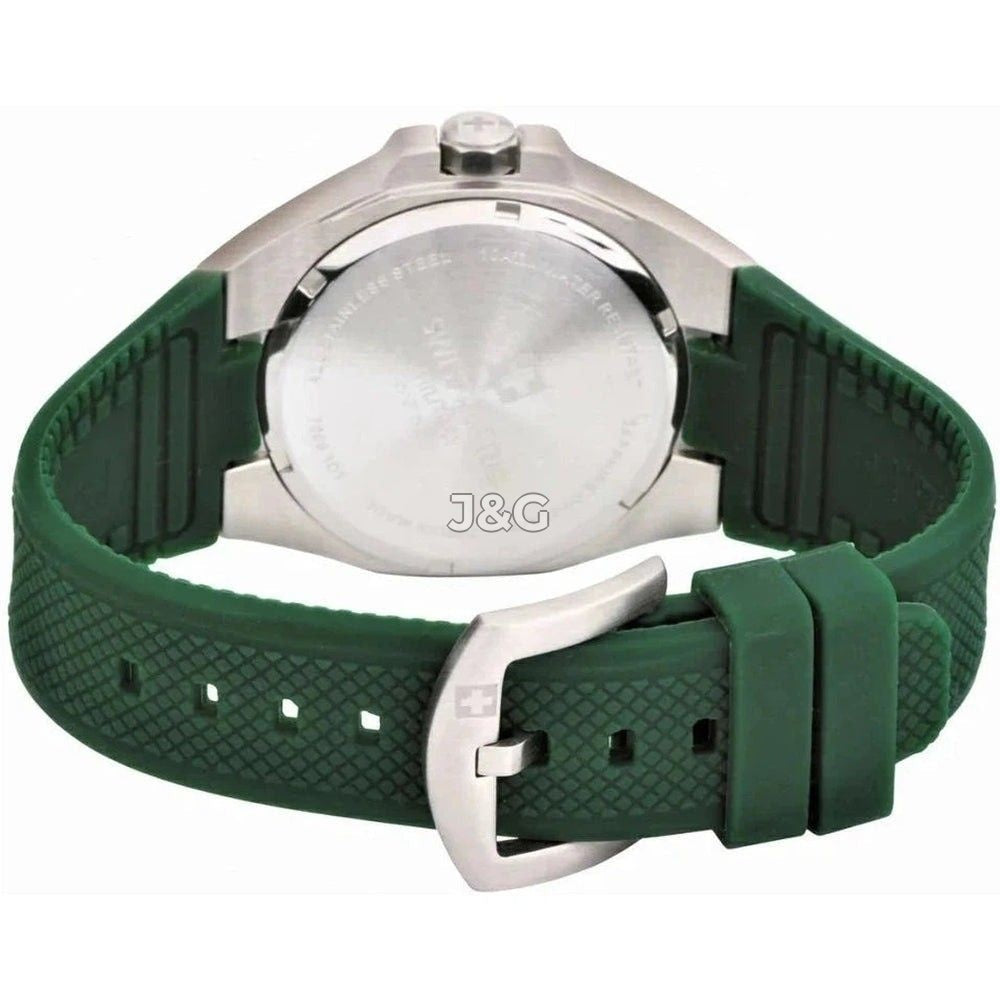 Swiss Alpine Military Typhoon Quartz movement Green Silicone Male 7006.1834.-.GW. A brand-new Swiss Alpine Military Typhoon watch featuring a Green dial and a Silicone strap. Side view. - view 3