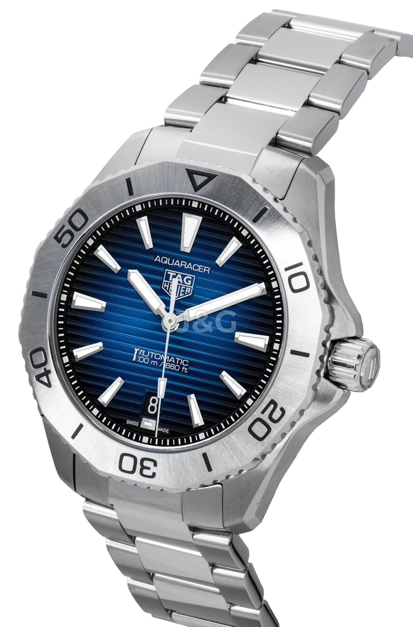 Tag Heuer Aquaracer Automatic movement Blue Stainless steel Male WBP2111.BA0627. A brand-new Tag Heuer Aquaracer watch featuring a Blue dial and a Stainless steel strap. Front view. - view 3