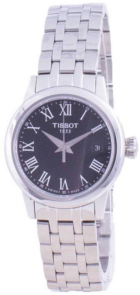 Tissot Classic Dream Lady Quartz T129.210.11.053.00. A brand-new Tissot watch featuring a Stainless steel strap. Angled view.