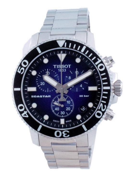 Tissot T-Sport Seastar 1000 Chronograph Quartz Diver's. A brand-new Tissot T-Sport watch featuring a Stainless steel strap. Front view.