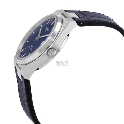 Tissot Automatic movement Blue Leather Male T137.407.16.041.00. A brand-new Tissot watch featuring a Blue dial and a Leather strap. Angled view. - view 2