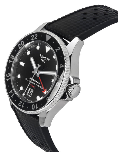 Tissot Date display Black Rubber Male T120.852.17.051.00. A brand-new Tissot watch featuring a Black dial and a Rubber strap. Side view. - view 3