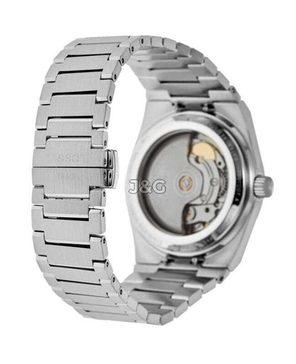 Tissot T-Classic PRX Automatic movement Blue Stainless steel Male T137.207.11.041.00. A brand-new Tissot T-Classic watch featuring a Blue dial and a Stainless steel strap. Side view. - view 4