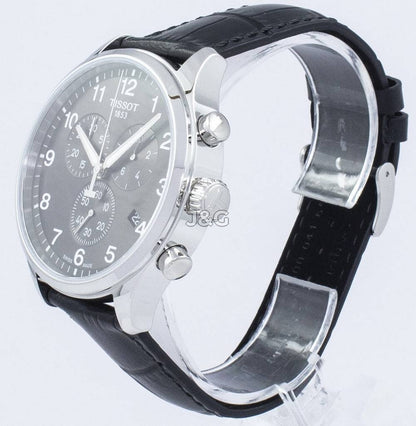 Tissot T-Sport Chrono XL Date display Blue Leather Male T116.617.16.057.00~. A brand-new Tissot T-Sport watch featuring a Blue dial and a Leather strap. Front view. - view 3