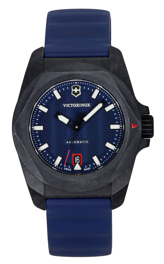 Victorinox I.N.O.X Rubber Strap Blue Dial Automatic Diver's. A brand-new Victorinox I.N.O.X watch featuring a Blue dial and a Rubber strap. Front view.