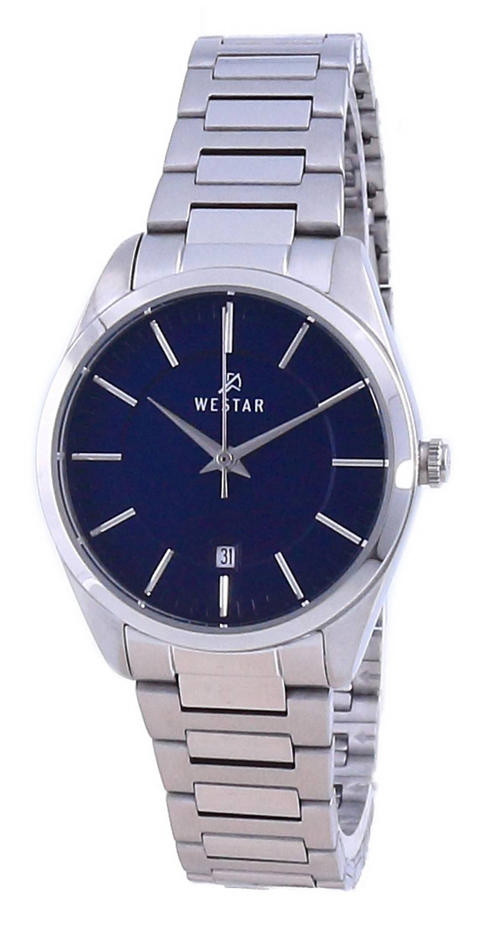 Westar Blue Dial Stainless Steel Quartz 40213 STN 104 Wo. A brand-new Westar watch featuring a Blue dial and a Stainless steel strap. Front view.
