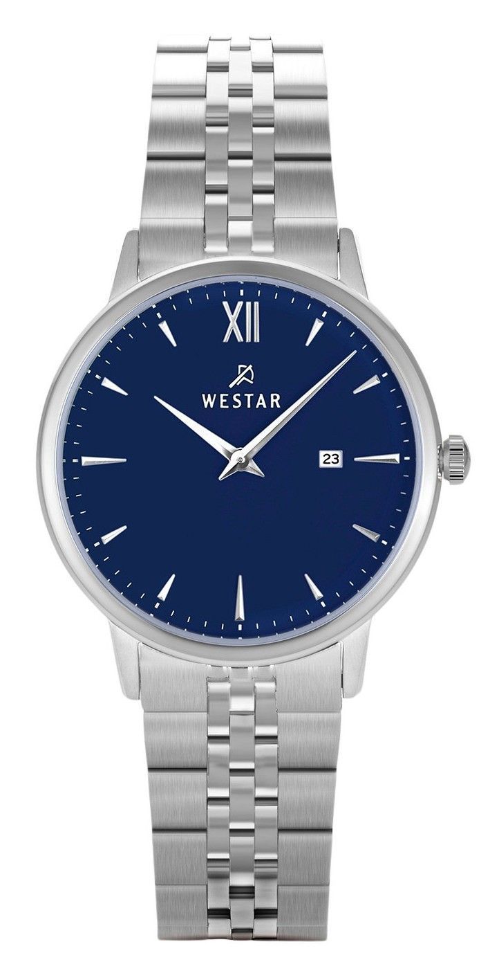 Westar Profile Stainless Steel Blue Dial Quartz Wo. A brand-new Westar Profile watch featuring a Blue dial and a Stainless steel strap. Side view.