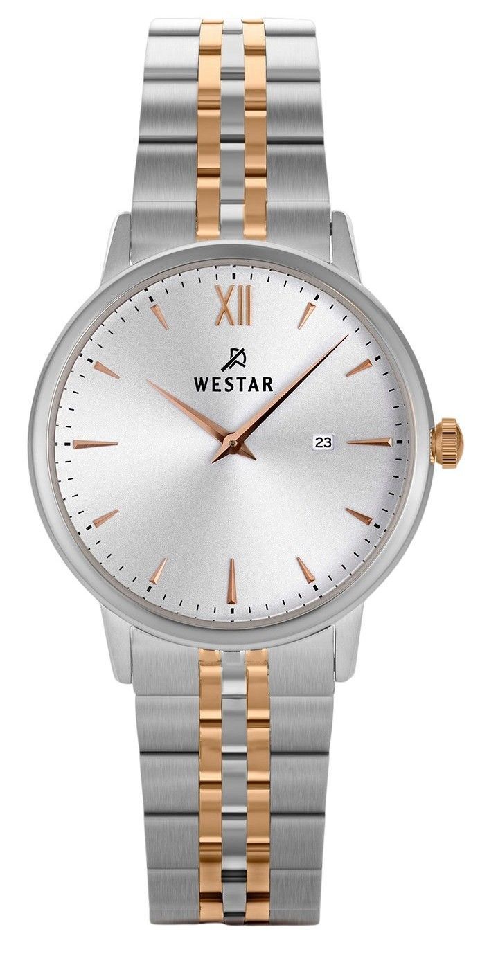 Westar Profile Two Tone Stainless Steel Silver Dial Quartz. A brand-new Westar Profile watch featuring a Silver dial and a Stainless steel strap. Front view.