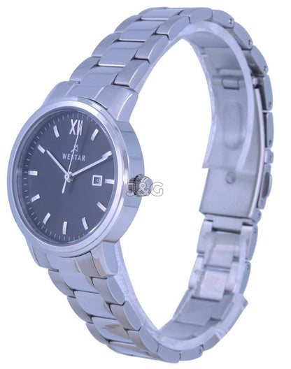 Westar Date display Black Stainless steel Female 40245STN103. A brand-new Westar watch featuring a Black dial and a Stainless steel strap. Front view. - view 2