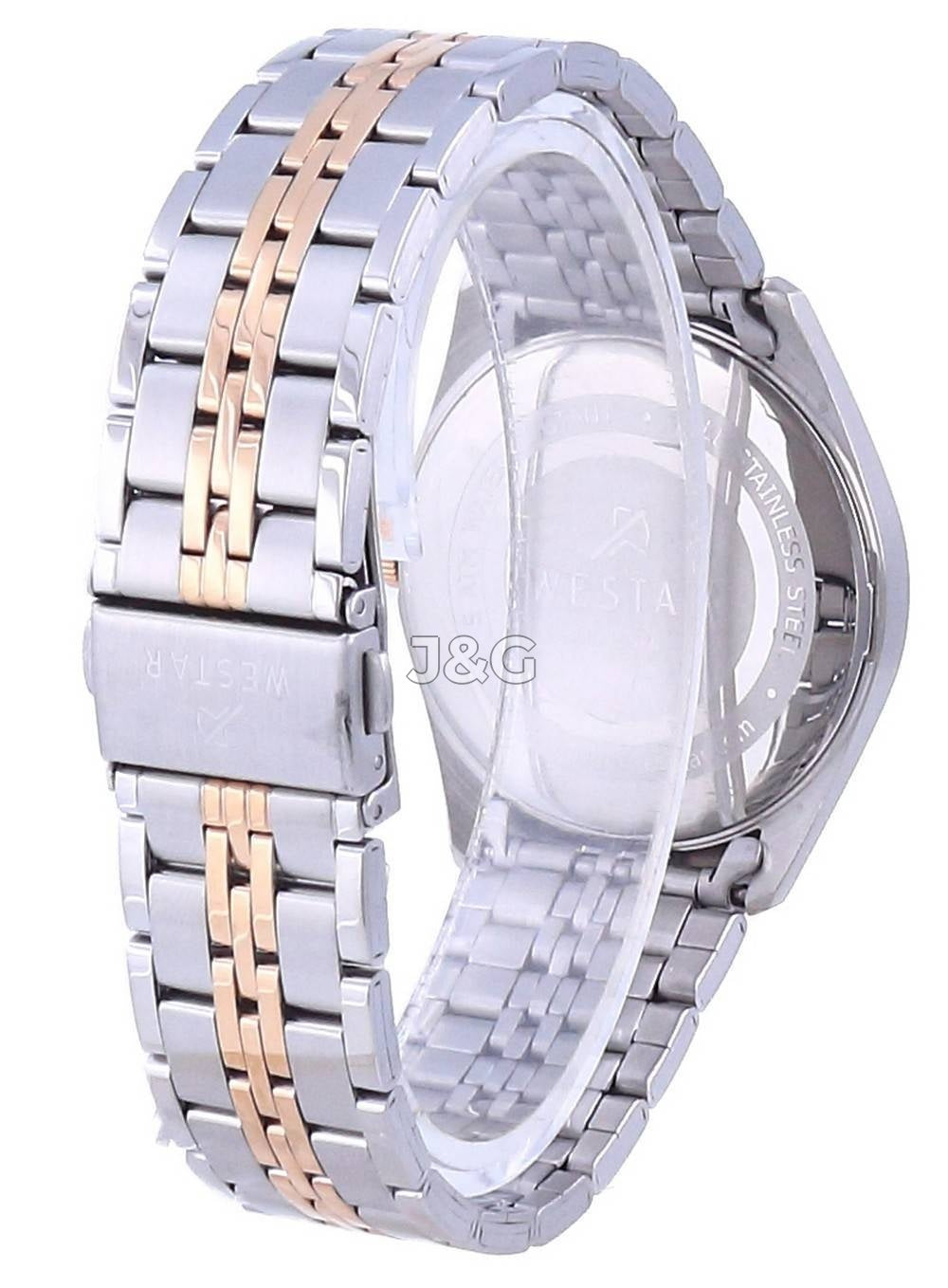 Westar Date display Black Stainless steel Male 50210SPN603. A brand-new Westar watch featuring a Black dial and a Stainless steel strap. Angled view. - view 3