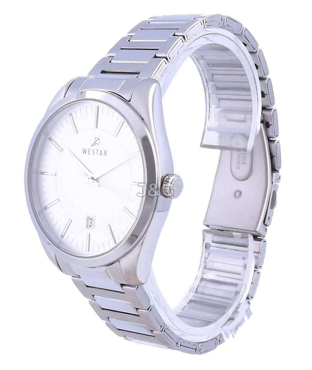 Westar Date display Silver Stainless steel Male 50213STN107. A brand-new Westar watch featuring a Silver dial and a Stainless steel strap. Front view. - view 2