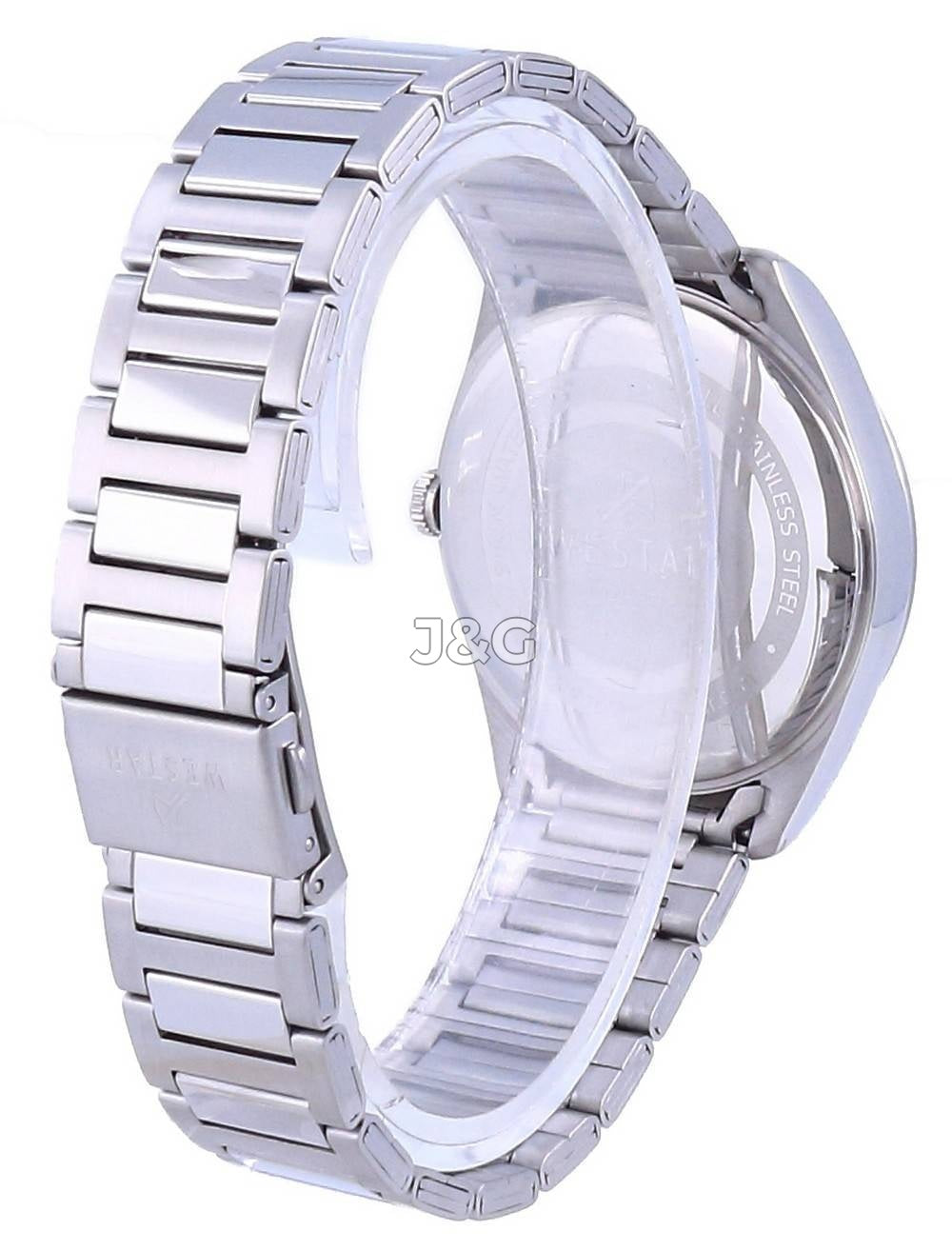 Westar Date display Silver Stainless steel Male 50213STN107. A brand-new Westar watch featuring a Silver dial and a Stainless steel strap. Front view. - view 3