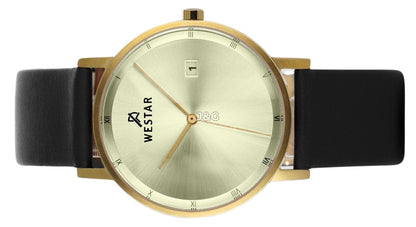 Westar Profile Date display Champagne Leather Male 50221GPN102. A brand-new Westar Profile watch featuring a Champagne dial and a Leather strap. Side view. - view 3